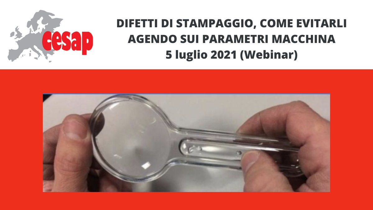 Sei in grado di eliminare i difetti ricorrenti all’interno del reparto stampaggio, agendo correttamente sulle variabili che li generano?
Il  5 luglio 2021 (ore 09:00-17:00) si terrà il nostro corso lnkd.in/dK6mJRv o customer.service@cesap.com
#cesap #formazione