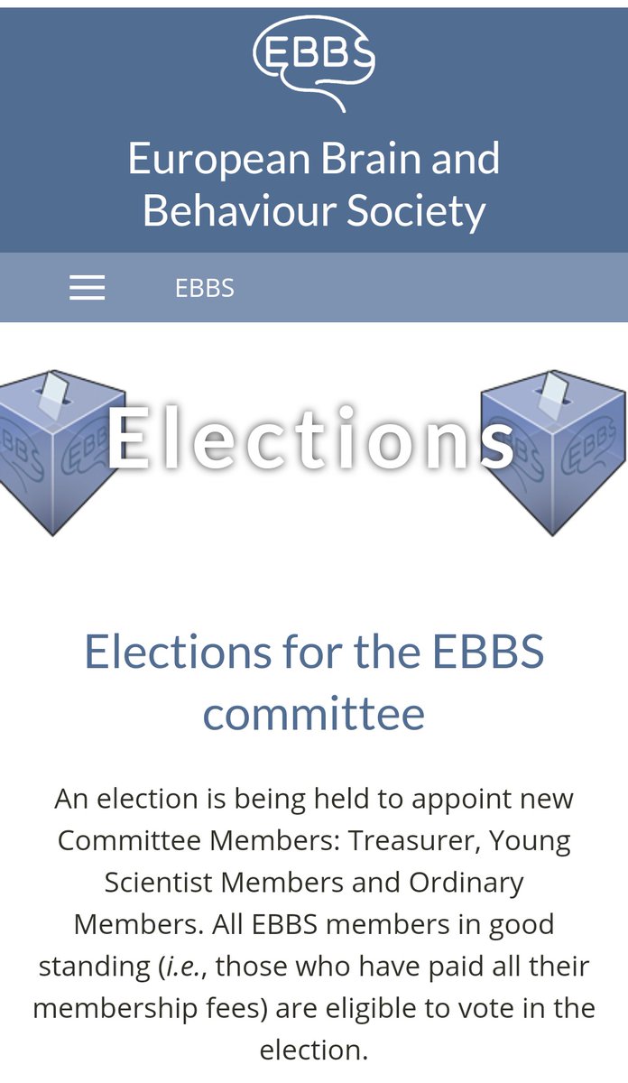 Elections for EBBS new committee members will close on Friday 2nd July 2021. If you are an EBBS member, access your reserved area on the EBBS website and vote! ebbs-science.org/elections