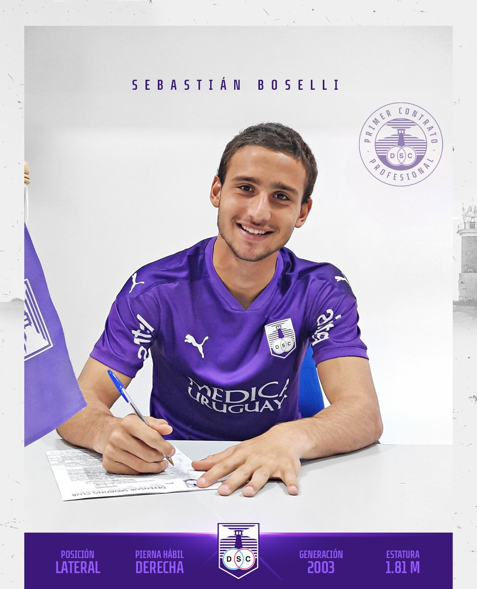 DefensorSp's tweet photo. ✍️🏽 Sebastián Boselli firmó su primer contrato profesional con Defensor Sporting.
#DaleSeba #DaleTuerto 🟣 https://t.co/ma4kFTJeES