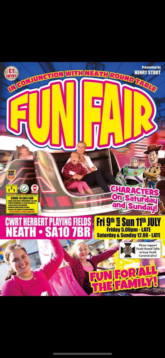 *We have some BIG news for you!*

We are very pleased to join with Studt's to bring a Fun Fair to #Neath this summer: Fri 9th - Sun 11th July! 😀☀️

This is not the same event as the Carnival/NRT Fest, and so there will be no live music, bar or stalls, (1/2)