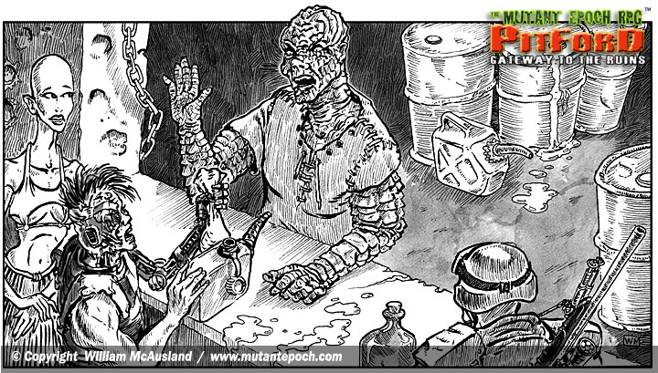 mutantlord's tweet image. Greasy Pete runs the Fuel Depot in Pitford. He is a retired freehold officer and can’t stand cyborgs, robots and androids.
outlandarts.com/TME-Pitford.htm

#fueldepot #fueldump #gasoline #ethanol #fuel #RPG #ttrpg #pitford #bartertown #mutantepoch #postapocalyptic #TME #gaming #indiegame