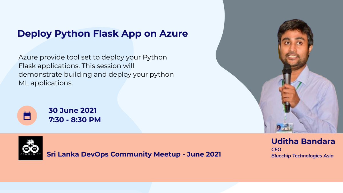sldevops's tweet photo. Join with Sri Lanka DevOps Community Online Meetup on tomorrow at 7.30 pm to learn Deploy Python Flask App on Azure by @uditha_bandara 
#sldevops

https://t.co/TNsHeWrGJb https://t.co/psHPJtDquF