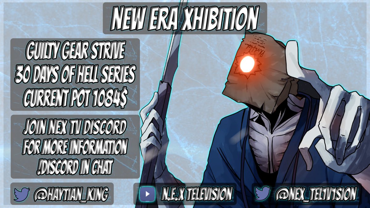 Guilty Gear Strive Series. Current Pot is still at 1084$ will be updated at the end of the month. If you would like to compete join our discord. Hit the sign up channel. Matches start today at 7pm EDT. discord.gg/vnkBpxN5yG also follow our twitch twitch.tv/nex_television!!!