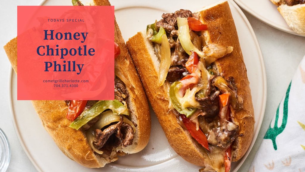 Today’s #dailyspecialclt is a Honey Chipotle Cheesesteak 🥖 Open for takeout/curbside/delivery &amp; dine in! #eatdrinkclt #clteats #clt #supportlocalclt #dilworth