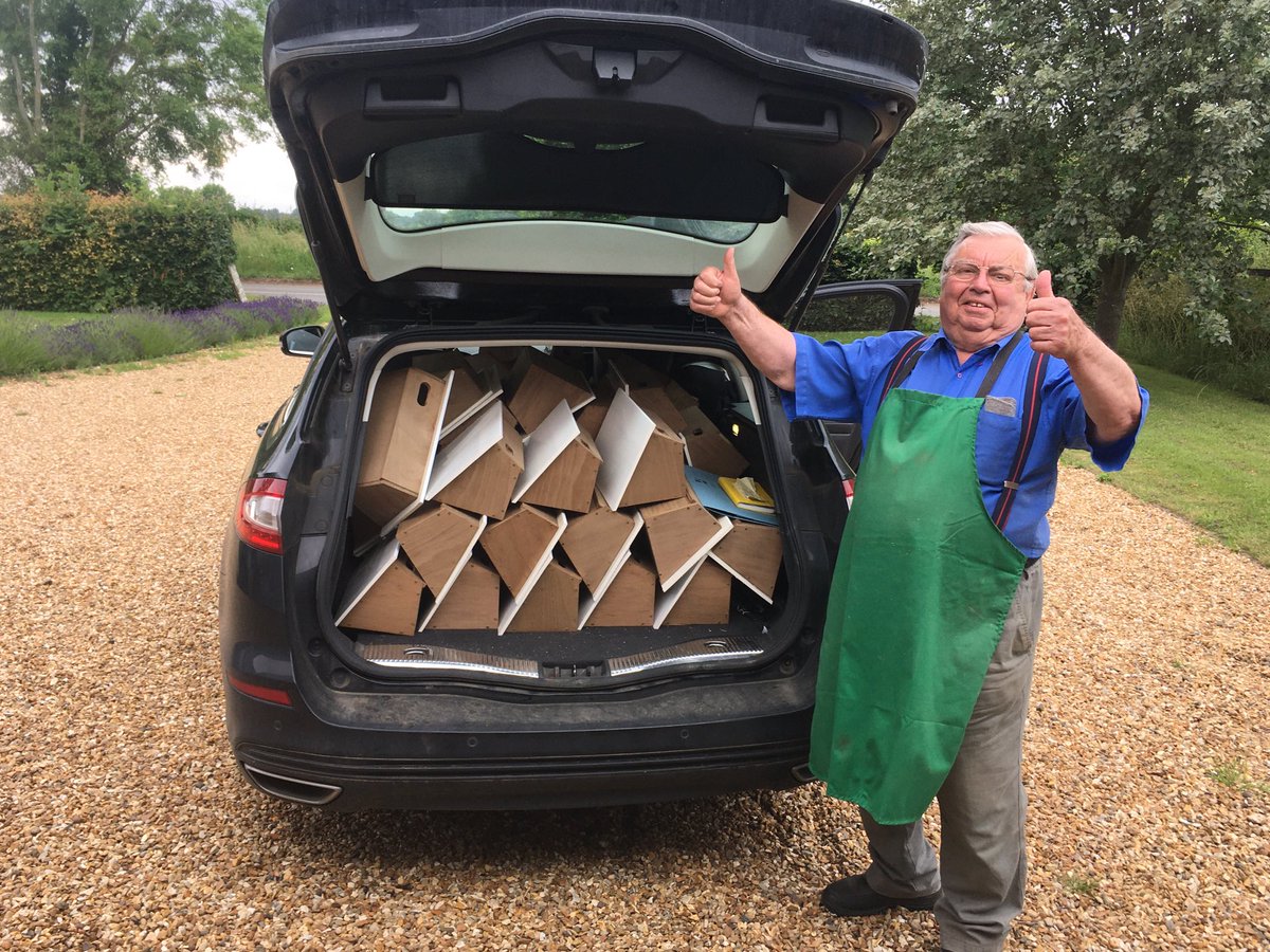 SoSSwifts's tweet image. John Stimpson with another 80 Swift nest boxes for Suffolk. Stradbrook, Westleton, Needham Mkt &amp;amp; Bury St Edmunds among the beneficiaries. ⁦@SuffolkBirdGrp⁩ ⁦@suffolkwildlife⁩ ⁦@BSESwiftGroup⁩