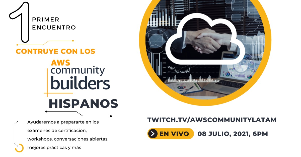 Primera reunión de AWS Community Builders Hispanos! 

Unanse el 08 de Julio y conócenos, vamos a empezar sesiones de aprendizaje para la certificación, paneles de discusión, talleres, y mucha diversión....

#AWS #CommunityBuilders cc <a href="/jasondunn/">Not coming back here, join Threads | Jason Dunn</a>