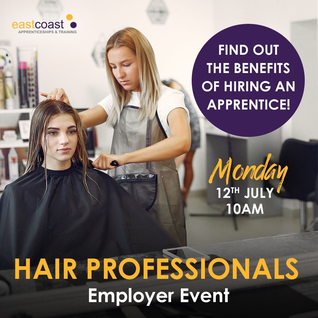 EastCoast_Coll's tweet image. Find out how hiring an apprentice could benefit your salon!✂️

We would like to invite local hairdressing/barber businesses to our virtual event on Monday 12th July at 10am

If you're an employer that wants to join, please email am.wagner@eastcoast.ac.uk for the event details📩