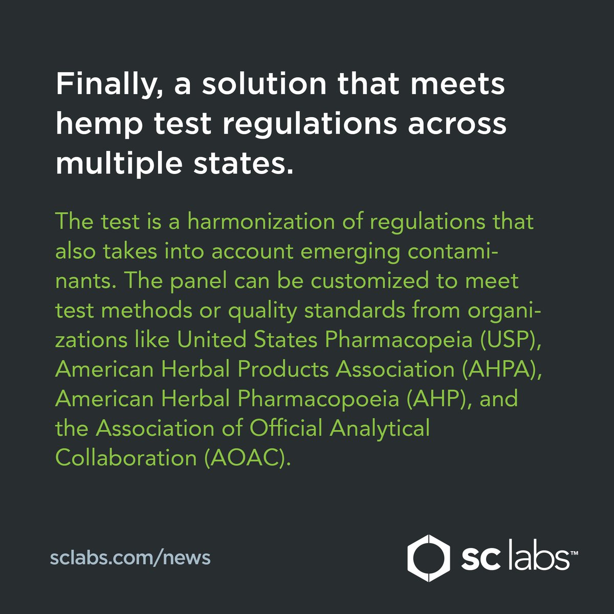 sclabs_us's tweet image. Without federal oversight, state testing rules offer varying levels of protection.

Our expanded and ISO-accredited Quality Assurance tests are among the industry’s most relevant and complete.

okt.to/Q0DBH1

#hemptesting #CBDtesting #cannabistesting #safeCBD #sclabs