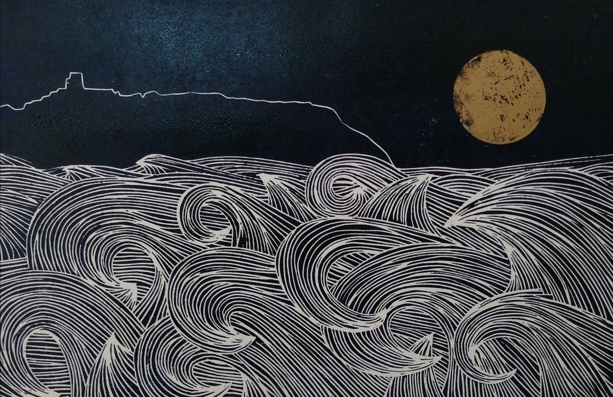 tesswilloughby's tweet photo. Scarborough Starry Night (sing it 😊😊)

#scarborough #lino #linoprint #print #printmaker #ukprintmaker #SBS #sbswinner https://t.co/LahMOKMik4