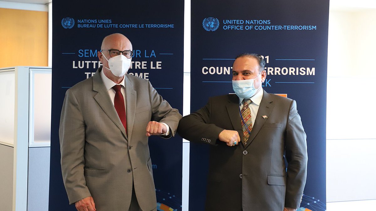 UN_OCT's tweet photo. During #CTWeek USG Voronkov and H.E. Salar Abdul Sattar, Minister of Justice, discussed Iraqโs experience in support to #VictimsofTerrorism #VOT, as well as repatriation, prosecution, rehabilitation & reintegration #PRR and ongoing work with @UN_OCT on #CFT #Stratcoms
@iraq_un https://t.co/lbRg9fqBlF