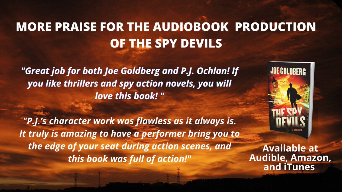 Joe Goldberg (@joegoldbergbook) on Twitter photo 🔥Greetings from the Devil🔥
Okay, I will admit it. The #audiobook of #TheSpyDevils is now my favorite way to consume it. <a href="/pjochlan/">P.J. Ochlan</a> IS the voice of Bridger. All 5-⭐️#reviews and #ratings. Please check it out. Thanks.
#Audible #Listen 🔥Greetings from the Devil🔥
Okay, I will admit it. The #audiobook of #TheSpyDevils is now my favorite way to consume it. <a href="/pjochlan/">P.J. Ochlan</a> IS the voice of Bridger. All 5-⭐️#reviews and #ratings. Please check it out. Thanks.
#Audible #Listen