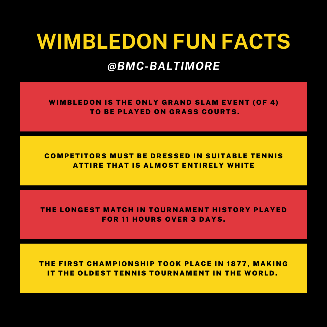 BMC_Baltimore's tweet photo. #Wimbledon2021 is underway! 🎾  Did you know these facts about the oldest Tennis Championship in the world? @wimbledon https://t.co/96nk8mYRB5