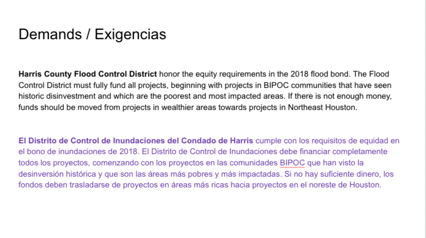 weststrecovery's tweet image. Here are the NAC demands that will deliver #floodequity and #Equitableprotection #goodgovernance #transparency.Its time for new leadership @hcfcd