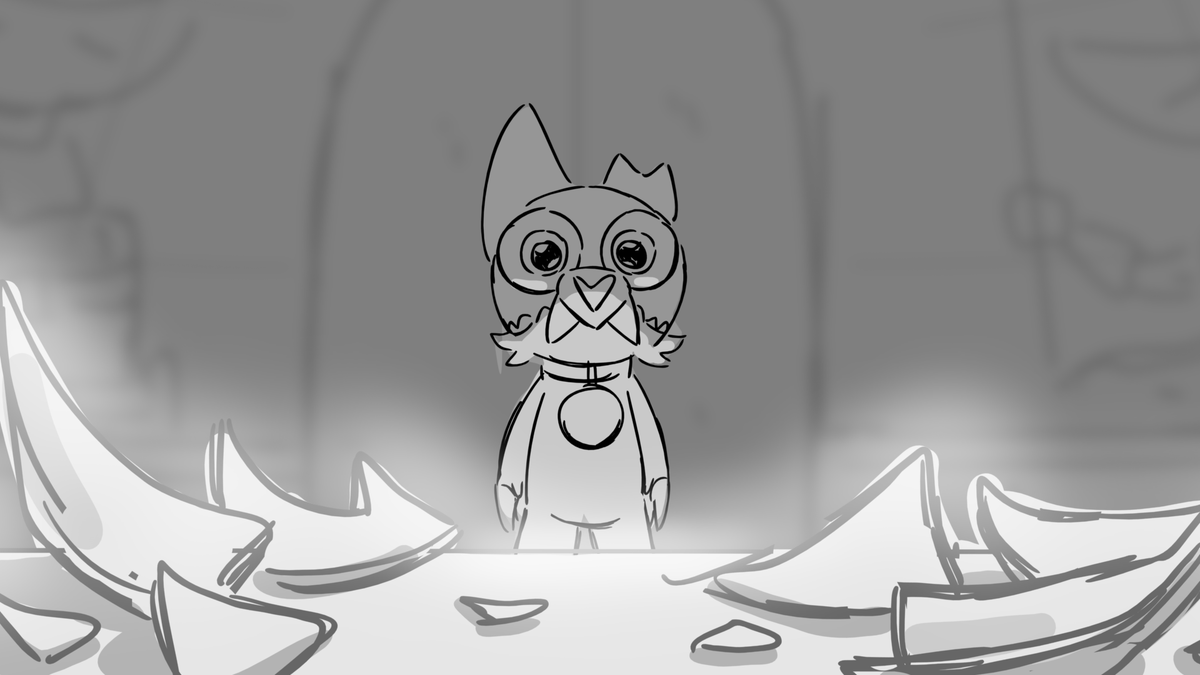 I unfortunately couldn't find all of my final boards, but I wanted to share a few of my panels from Echoes of the Past! :> It's a mix of clean &amp; rough boards haha. bb king was one of my favorite things to drawww (1/2) #TheOwlHouse 