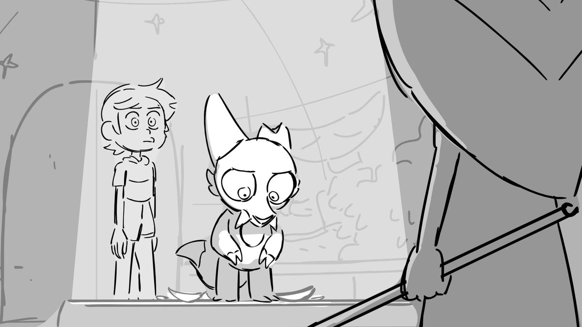 I unfortunately couldn't find all of my final boards, but I wanted to share a few of my panels from Echoes of the Past! :> It's a mix of clean &amp; rough boards haha. bb king was one of my favorite things to drawww (1/2) #TheOwlHouse 
