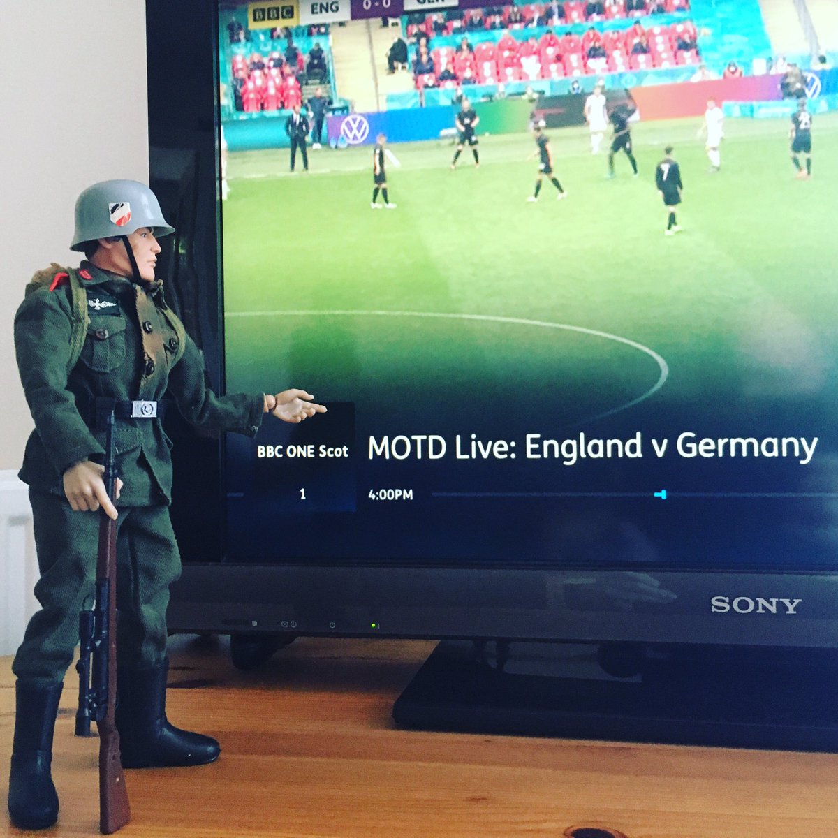commandobloke's tweet photo. England vs Germany #EURO2020 #England #Germany #ActionMan #Geyperman https://t.co/fbJU1wS78W