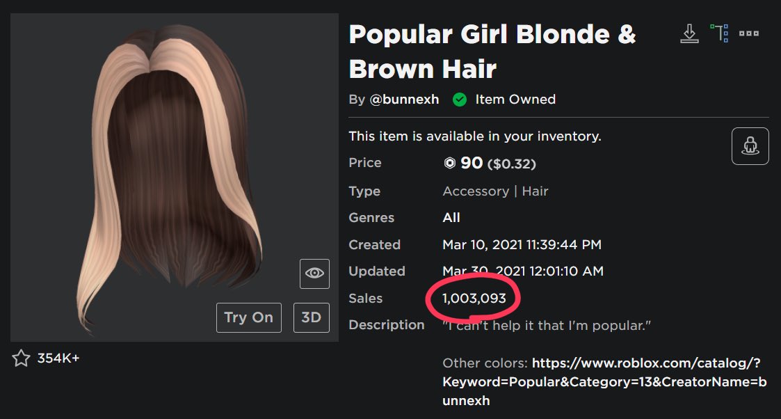 Brown to Blonde Hair's Code & Price - RblxTrade