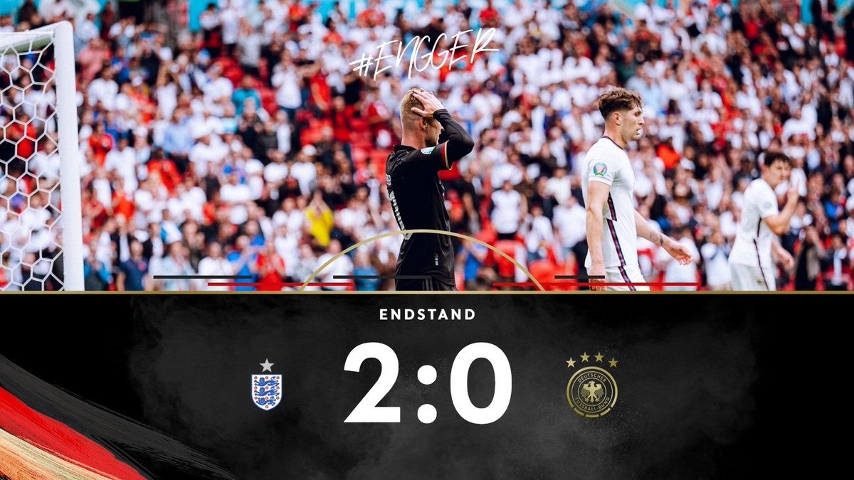 ⏱️ 90 Min. + 5

Schluss in Wembley. 💔😢

⚽ 2:0 #ENGGER
#DieMannschaft #EURO2020 #GER