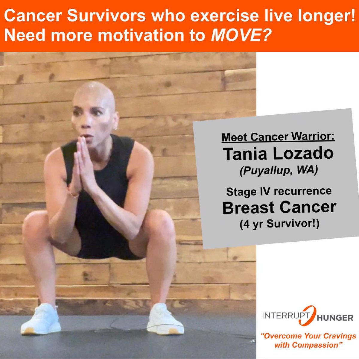 InterruptHunger's tweet photo. See thread for what exercise looks like for Cancer Survivor: Tania Lozado
#interrupthunger #moveeatgive #hungerrelief #endhunger #giveback #healthylifestyle #cancersurvivor #cancerwarrior #cancerfighter #cancersucks #exerciseoncology #breastcancer #breastcancerawareness https://t.co/HtvQmO1F1E