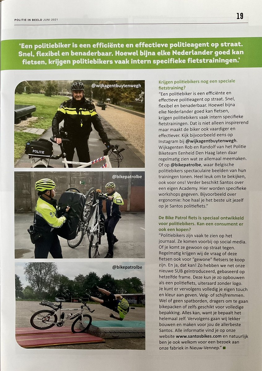 En dan sta je in het blad “Politie in Beeld” 😎👍🏻👊🏻🚲
#politie #zoetermeer #buytenwegh #wijkagenten #politiebikers
<a href="/SantosBikes/">SantosBikes</a> #politieinbeeld