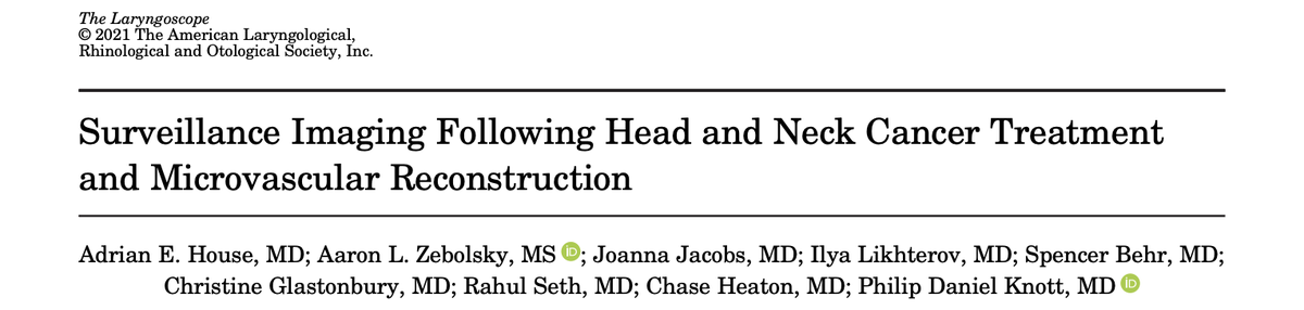 PET/CT versus MRI for routine #HNC surveillance after microvascular reconstruction?

We found that PET/CT was more sensitive for detecting primary site recurrence. Interesting data... is it consistent with nationwide experiences and practice patterns? doi.org/10.1002/lary.2…