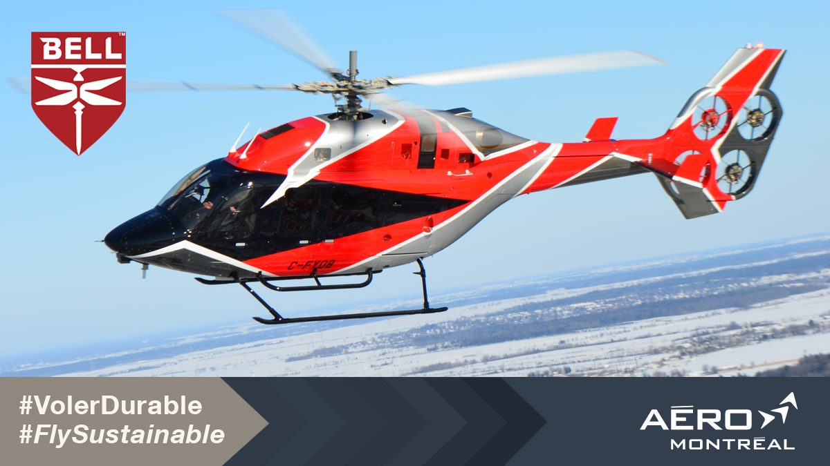 Committed to sustainable industry transformation, Bell Textron Canada reduces a helicopter's noise signature by stopping or reducing fan speeds during flight with its EDAT technology. #sustainableflight #BellinCanada #aerospatiale #innovation