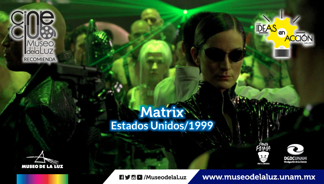 Programador de día y #hacker de noche, Neo descubre que el #mundo podría ser una simulación virtual creada por máquinas que tienen esclavizada a la #humanidad. 💊💊

Nuestro #CineClub 🎬 recomienda "#Matrix" (1999) ➡️ bit.ly/2U57jMC.

#IdeasEnAcción 💡⚙️