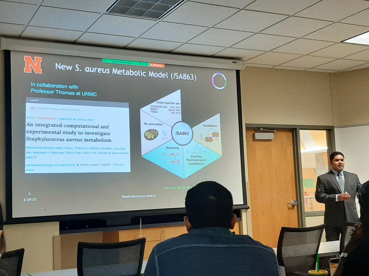 SSbioUNL (@ssbio_unl) on Twitter photo Mohammad (<a href="/guhamanob/">Mohammad Mazharul Islam</a>) describes how he uses a #GSM to study and combat antibiotic resistance is Staphylococcus aureus in collaboration with UNMC #staph #systembio #PhDdefense <a href="/unmc/">University of Nebraska Medical Center</a> Mohammad (<a href="/guhamanob/">Mohammad Mazharul Islam</a>) describes how he uses a #GSM to study and combat antibiotic resistance is Staphylococcus aureus in collaboration with UNMC #staph #systembio #PhDdefense <a href="/unmc/">University of Nebraska Medical Center</a>