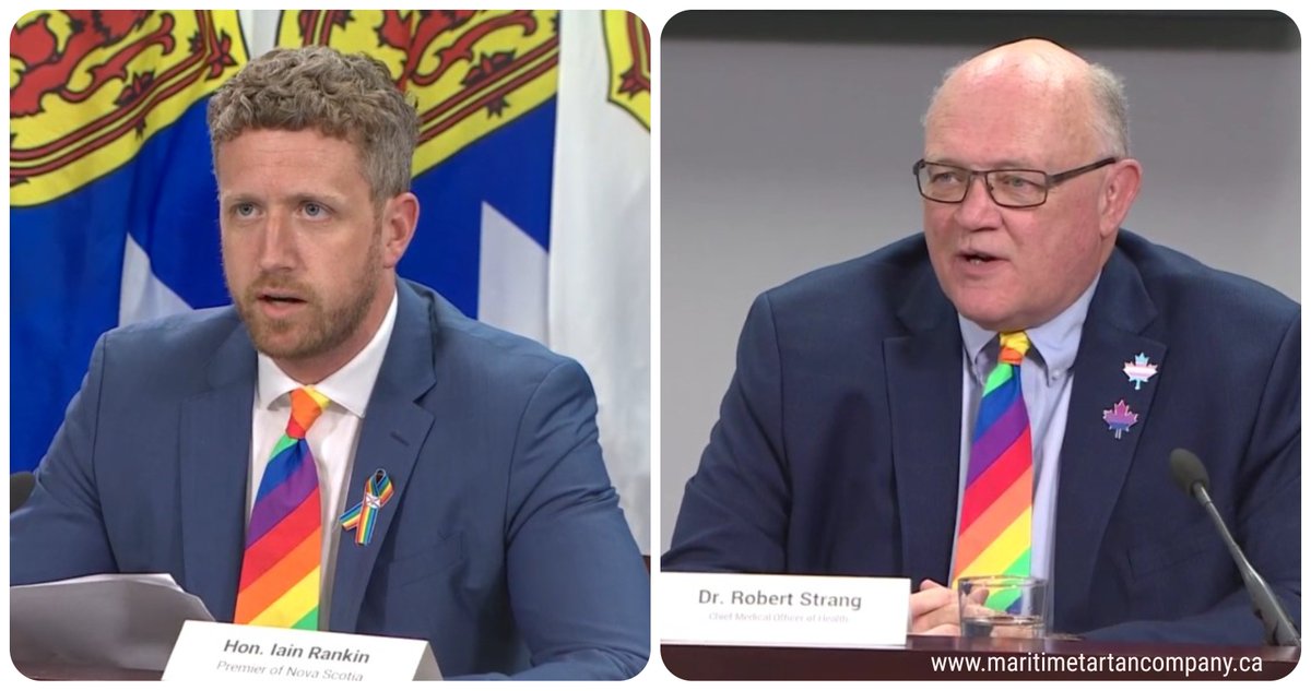 Premier <a href="/IainTRankin/">Iain Rankin</a> and @StrangRobert look fantastic in their #pride Ties.  I was so honored to be asked to make them for them

Sherrie
Maritime Tartan Company
Halifax Nova Scotia 

maritimetartancompany.ca