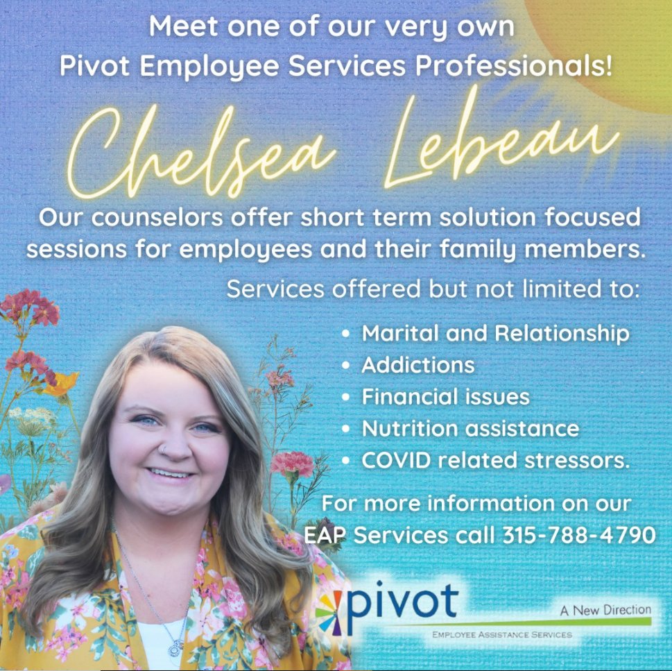 pivot2health's tweet photo. Meet Chelsea- one of our St. Lawrence County Employee Services Professionals! 
#pivot2health #preventionworks #employeeassistanceprogram https://t.co/T55ZYYvhIv
