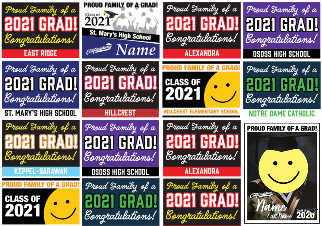 have1com's tweet photo. Let's celebrate the #Graduates2021 👏  with these fun graduation lawn signs.
Choose your template &amp; order here: https://t.co/GY8gM5SHGB 

#Apparels #Graduation #GraphicDesign #Marketing #OwenSound #Printing #Signs #LaserEtching #WebDesign https://t.co/brEd3tAxiq