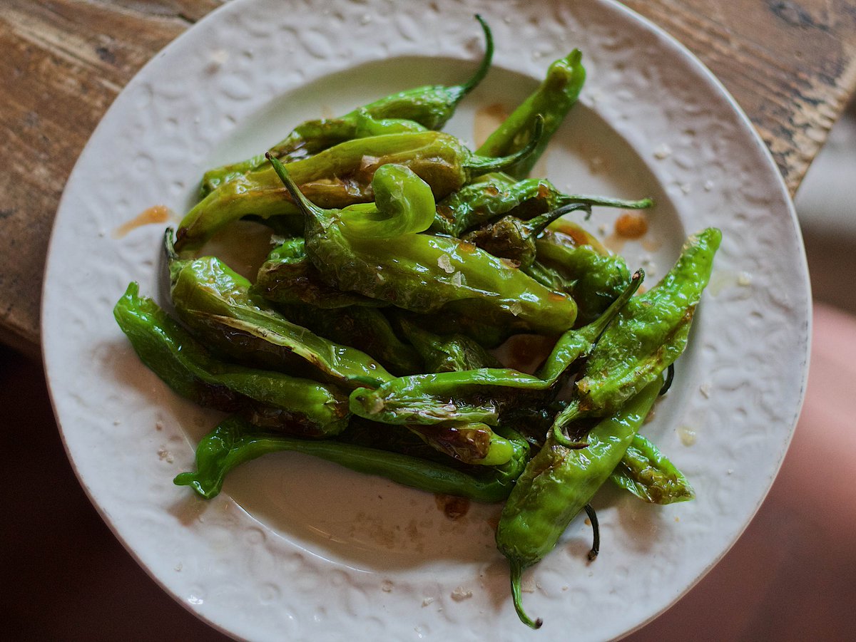 Rainy Day ☔️ #PickMeUps a plate of Blistered Shishito Peppers ☺️