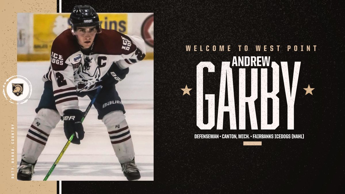 Welcome to West Point Andrew‼️

Garby joins the squad from the <a href="/fbx_IceDogs/">Fairbanks Ice Dogs</a> of the <a href="/NAHLHockey/">NAHL</a>! 

#GoArmy | #AHF