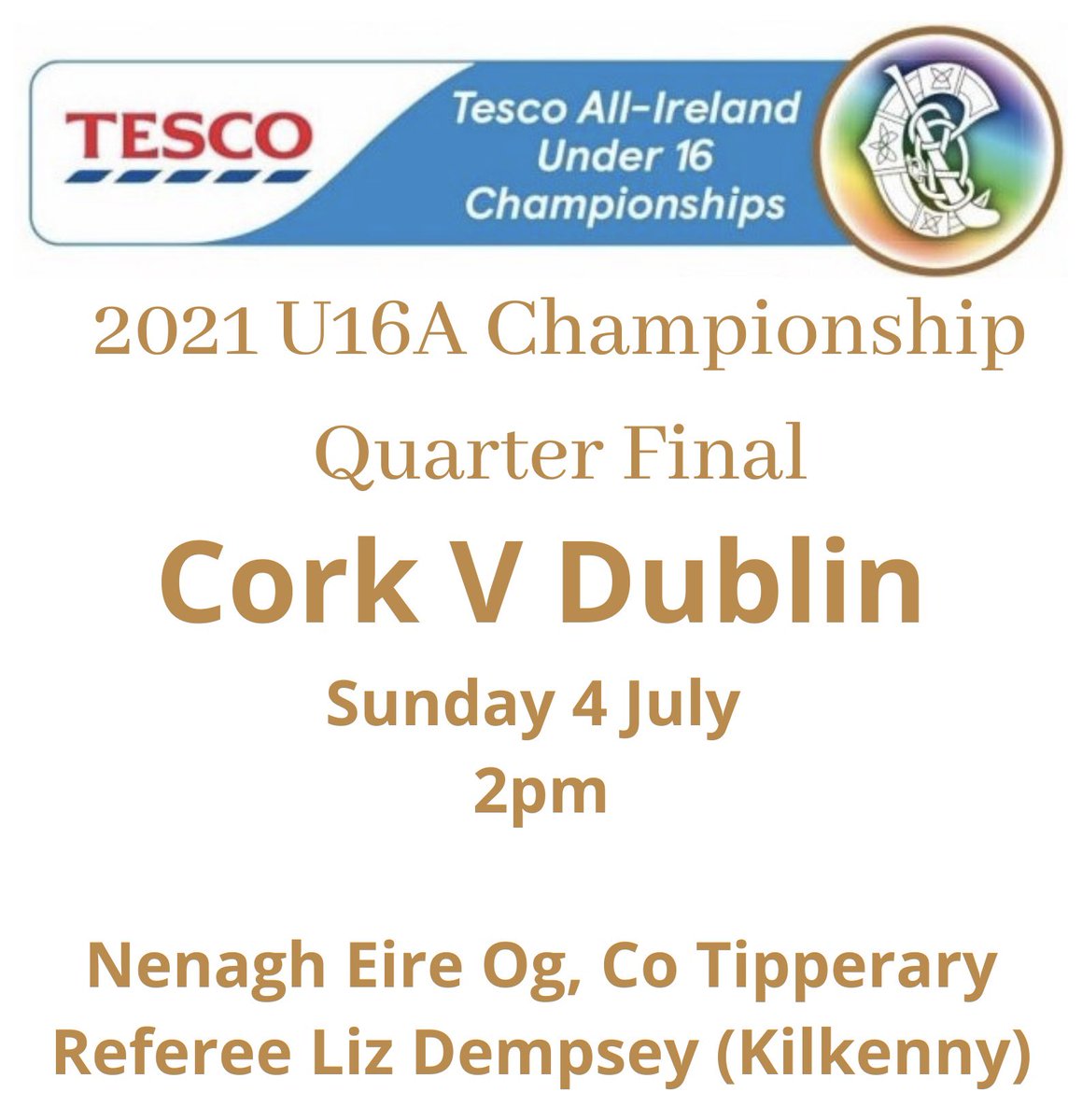 OfficialCorkCamogie (@corkcamogie) on Twitter photo Looks like we are staying in Tipperary for the weekend! On Sunday it’s the U16A Quarter Final in Nenagh as we take on <a href="/CamogieDublin/">Dublin Camogie</a>
<a href="/camogie/">Teresa Dunne</a> <a href="/BlackBeeInvest/">BlackBee</a> <a href="/TescoIrl/">Tesco Ireland</a> Looks like we are staying in Tipperary for the weekend! On Sunday it’s the U16A Quarter Final in Nenagh as we take on <a href="/CamogieDublin/">Dublin Camogie</a>
<a href="/camogie/">Teresa Dunne</a> <a href="/BlackBeeInvest/">BlackBee</a> <a href="/TescoIrl/">Tesco Ireland</a>