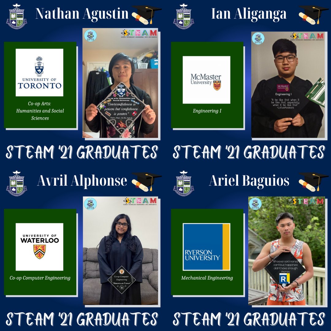 steam_flchs's tweet photo. Congratulations to the #FLCHS #STEAM Class of 2021 Graduates! We wish you the best! 
@LibermannCHS @cpitter01 @TCDSB @TCDSB21C @TCDSB_PAguiar https://t.co/se0jFUvcDM