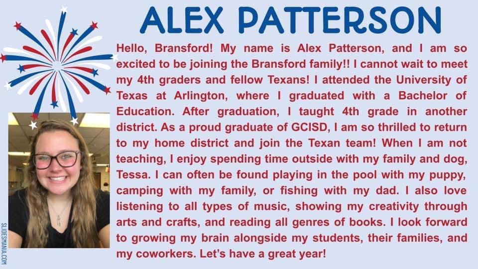 Welcome to BES, Ms. Patterson! 🤠