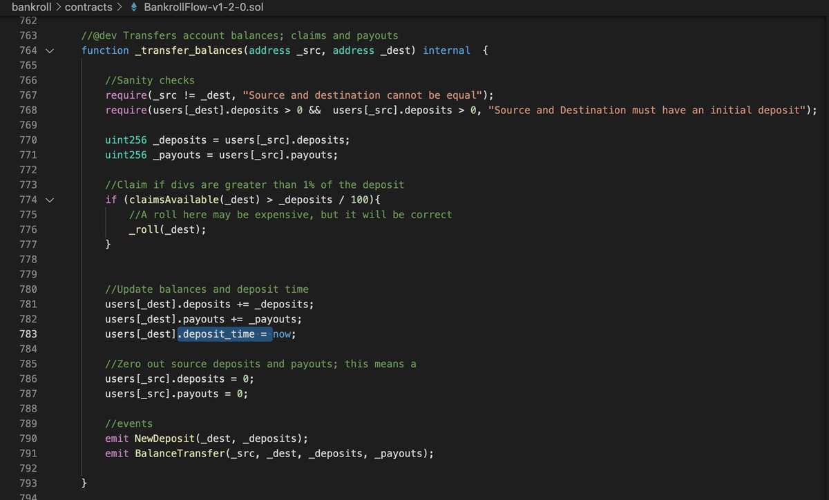 Many large users have been reporting phantom rolling that has happened once or twice in their accounts.  These attacks and attackers have been identified.  They are exploiting the transferBalances function to force accounts to roll their divs in a DoS attack. See Code: