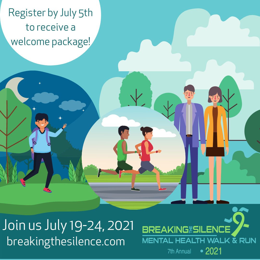 Breaking the Silence with us is easy! 

✅  Free to register
✅  Fundraising tools provided 
✅  Small wins
✅  Join from anywhere in Alberta
✅  Daily mental health education and challenges

Register by Jul 5 to receive a free welcome package ☺️ Visit breakingthesilence.com now