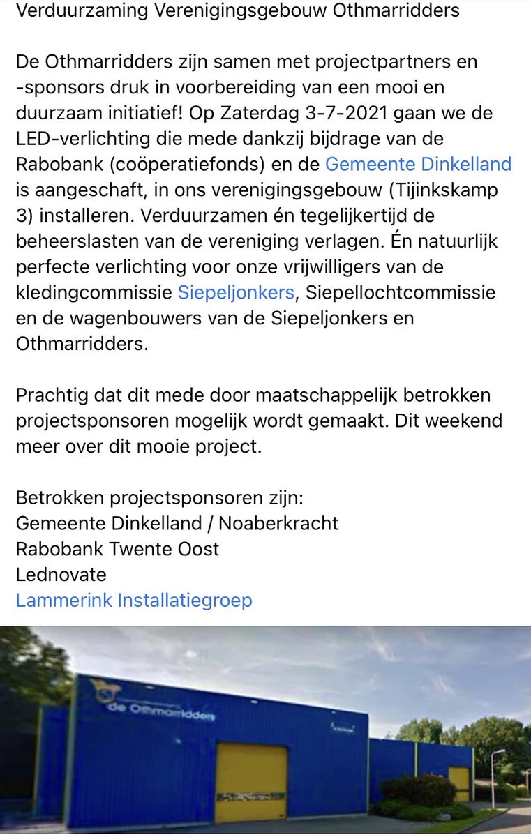 Othmarridders's tweet image. Verduurzaming Verenigingsgebouw Othmarridders 

Zaterdag gaan we LED-verlichting in ons verenigingsgebouw installeren. Verduurzamen én tegelijkertijd de beheerslasten van de vereniging verlagen. Én natuurlijk perfecte verlichting voor onze vrijwilligers. 
Zie aankondiging 👇🏻👇🏻👇🏻
