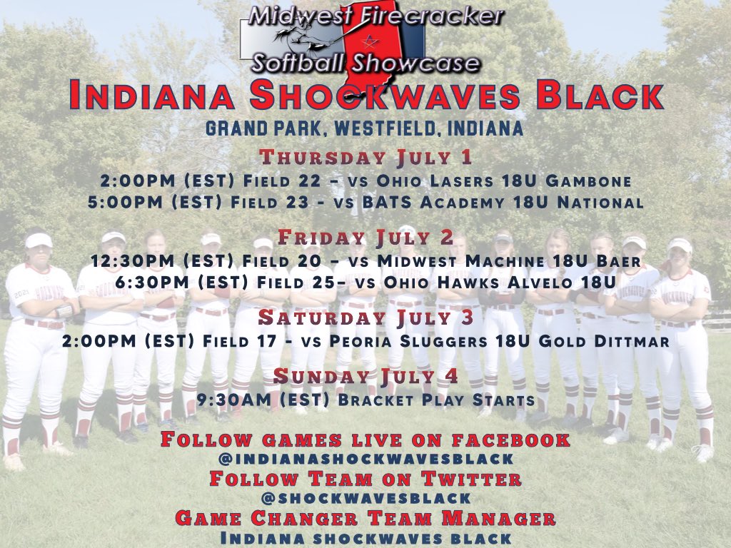 here’s the schedule for this weekend at grand park in westfield indiana! <a href="/shockwavesblack/">Indiana Shockwaves Black</a> #wenotme