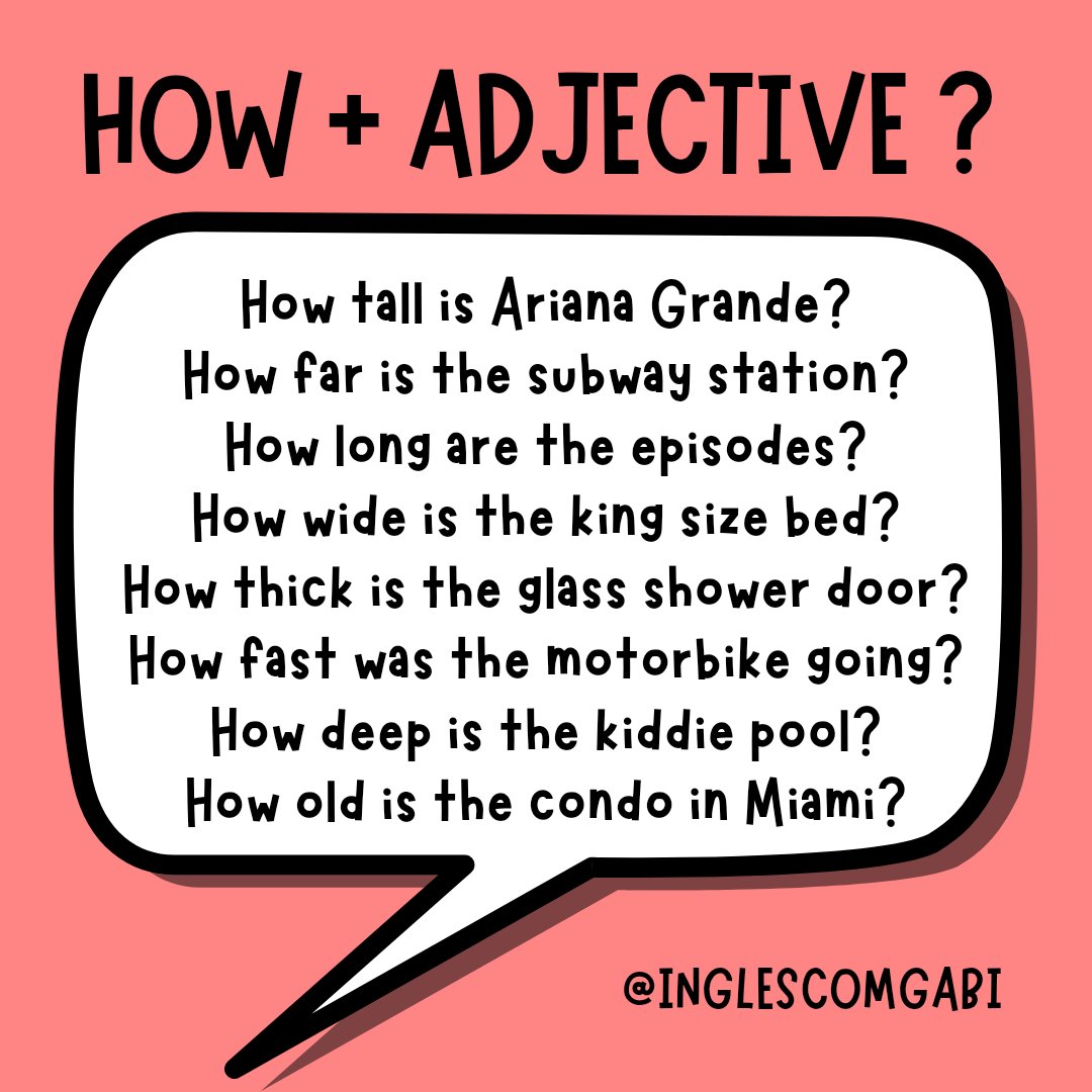inglescomgabi's tweet photo. HOW + ADJECTIVE ? #QuestionWords #DicasDeInglês #Inglés #EnglishLanguage #EFL https://t.co/yBggXRHqjy
