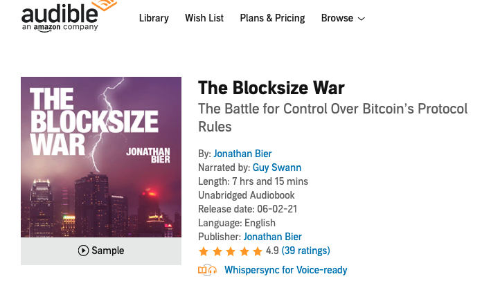If you haven't already, this Audiobook is an absolute MUST listen. Thanks to <a href="/TheGuySwann/">Guy Swann</a> for reading this amazing piece. It is an amazing summery of everything #Bitcoin has been through and what makes bitcoin so incredibly reliable &amp; difficult to change.

audible.com/pd/The-Blocksi…