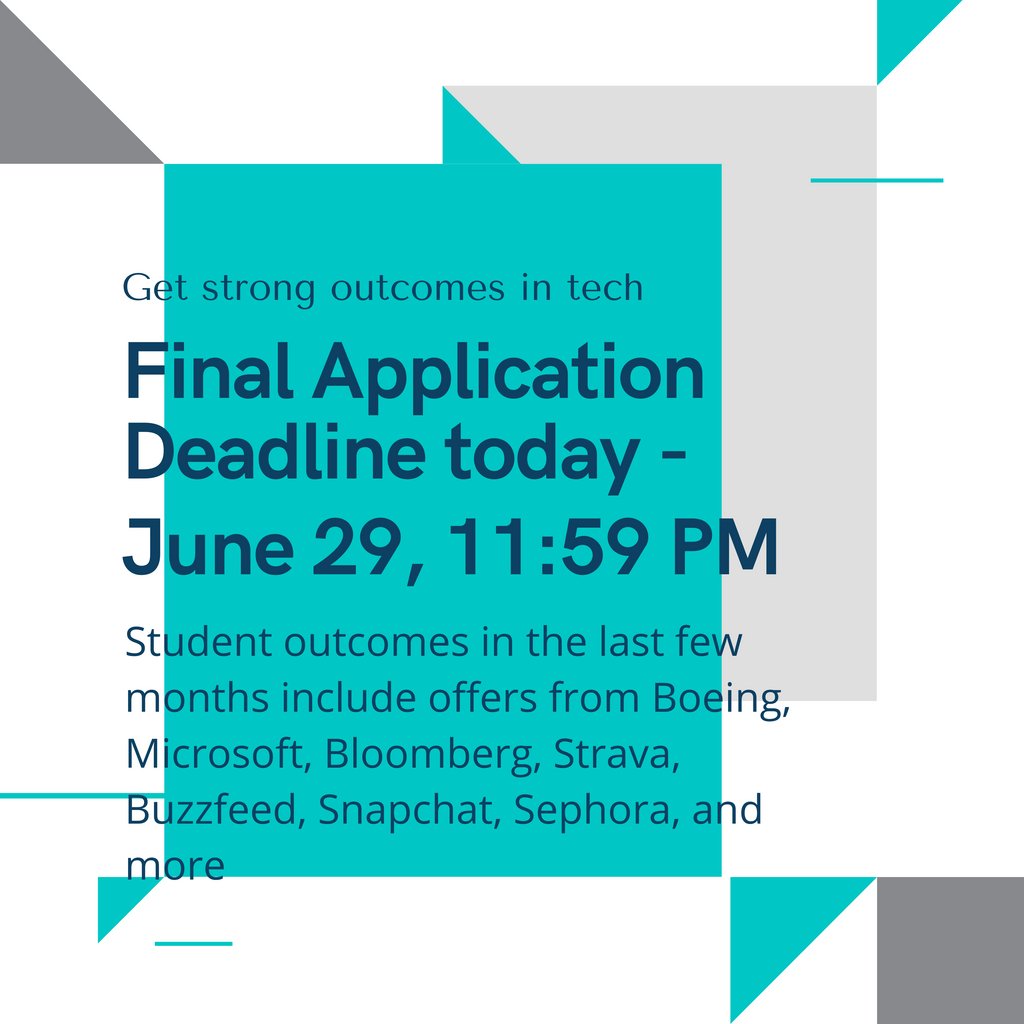 MakeSchool's tweet image. Today, June 29 at 11:59pm, is the final deadline to apply to the Bachelor&apos;s degree program in Applied Computer Science for Fall 2021!⁠
⁠
Apply at l8r.it/VDiS!⁠
⁠
#college #computerscience #appliedcomputerscience #softwareengineer #tech #studentoutcomes