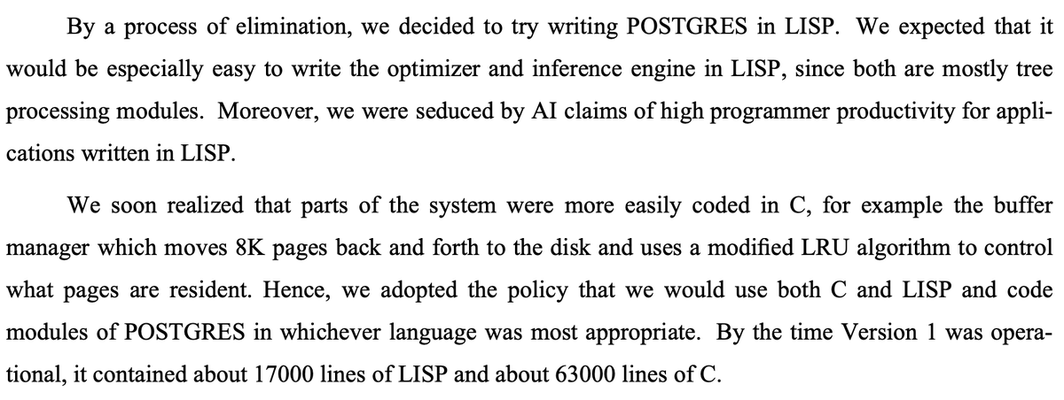 pesterhazy's tweet image. Did you know that #PostgresSQL was initially written in Common Lisp? Can&apos;t say it surprises me.