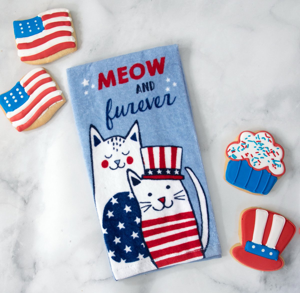 JohnRITZHome's tweet photo. We are getting all of our patriotic treats ready for the holiday weekend with the help of a special furry friend. ๐บ๐ธ๐ฑโค๏ธ๐ค๐
#RITZ #4thofjuly #meow #meowandforever #redwhiteandblue #patriotic #usa #starsandstripes #kitchentowel #summer #holidays https://t.co/a2XFuEGsN8