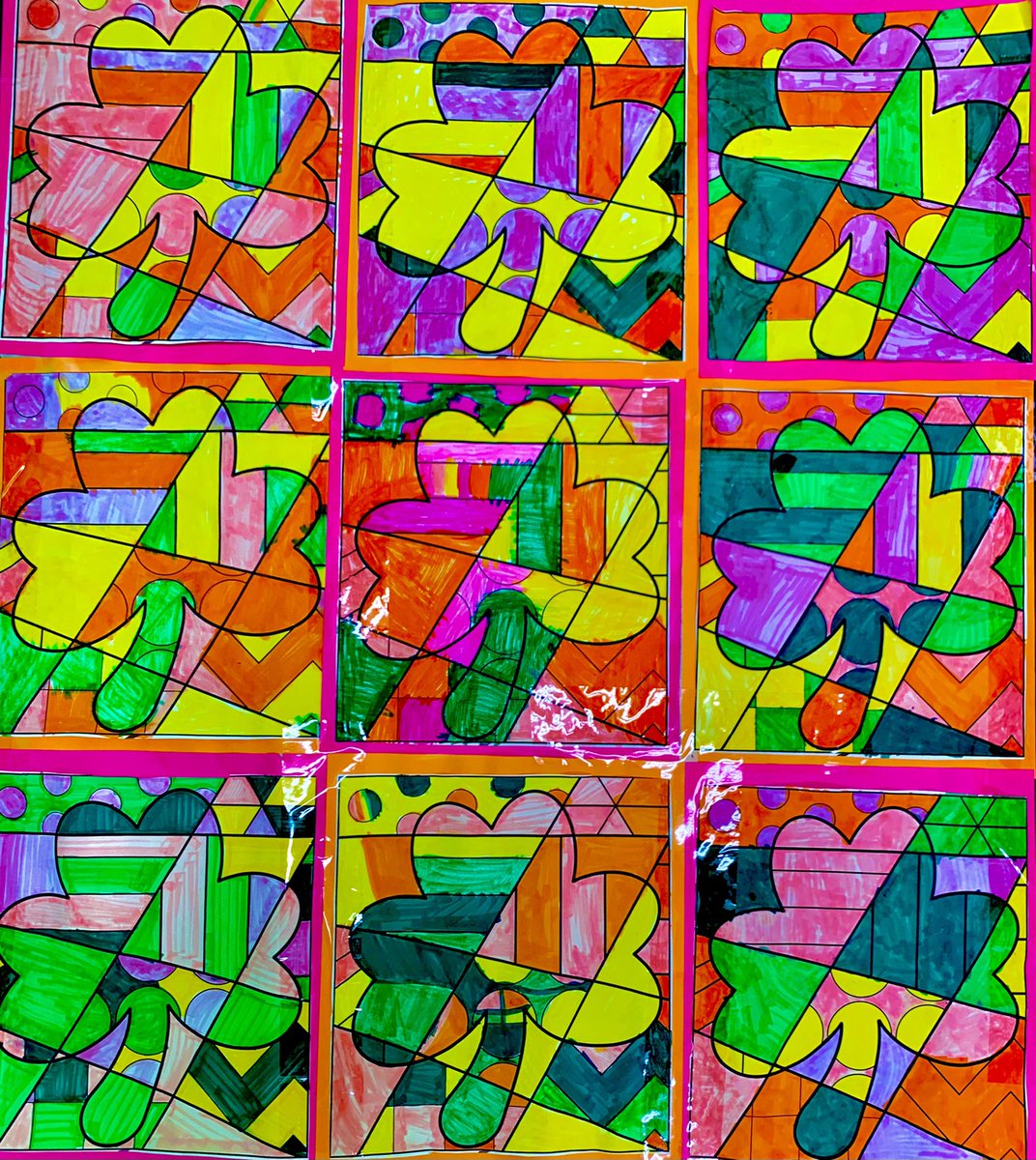 Our collective pop art. We rocked the art in Stage 4! I’ll miss those kiddos.❤️<a href="/RedHillTweets/">RHES</a> <a href="/nmccullen/">Nancy McCullen</a>