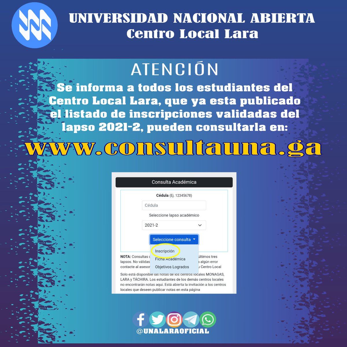 UNA | Centro Local Lara (@unalaraoficial) on Twitter photo 