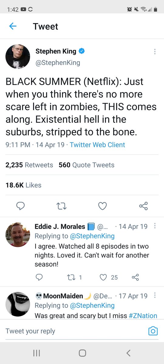 BrianPiotrzkow1's tweet photo. Do you know this guy? He kinda thought #BlackSummer was pretty good. I wonder if he knows anything about horror?
@StephenKing
#Netflix
@BlackSummerZN
#BlackSummerS2
@Jaime_King
@justinchucary
@im_christine_L
@BechirSylvain
@BobbyNaderi
@thelipscombe
#ZombieShow https://t.co/ET7xaw8930