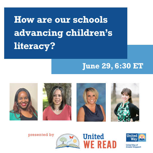 I'm so grateful to <a href="/uwaykpt/">United Way of Greater Kingsport</a> <a href="/unitedwereadkpt/">United WE READ</a> for hosting this event TONIGHT: 

'How Are Our Schools Advancing Children’s Literacy?'

@VSmith4thGrade <a href="/s_tufts2/">Shannon Aaron Tufts</a> <a href="/1PennyReynolds/">penny reynolds</a> <a href="/emgmerritt/">Emily Powell Merritt</a> will share critical info with families.

Join them at 6:30 ET: 
zoom.us/meeting/regist…