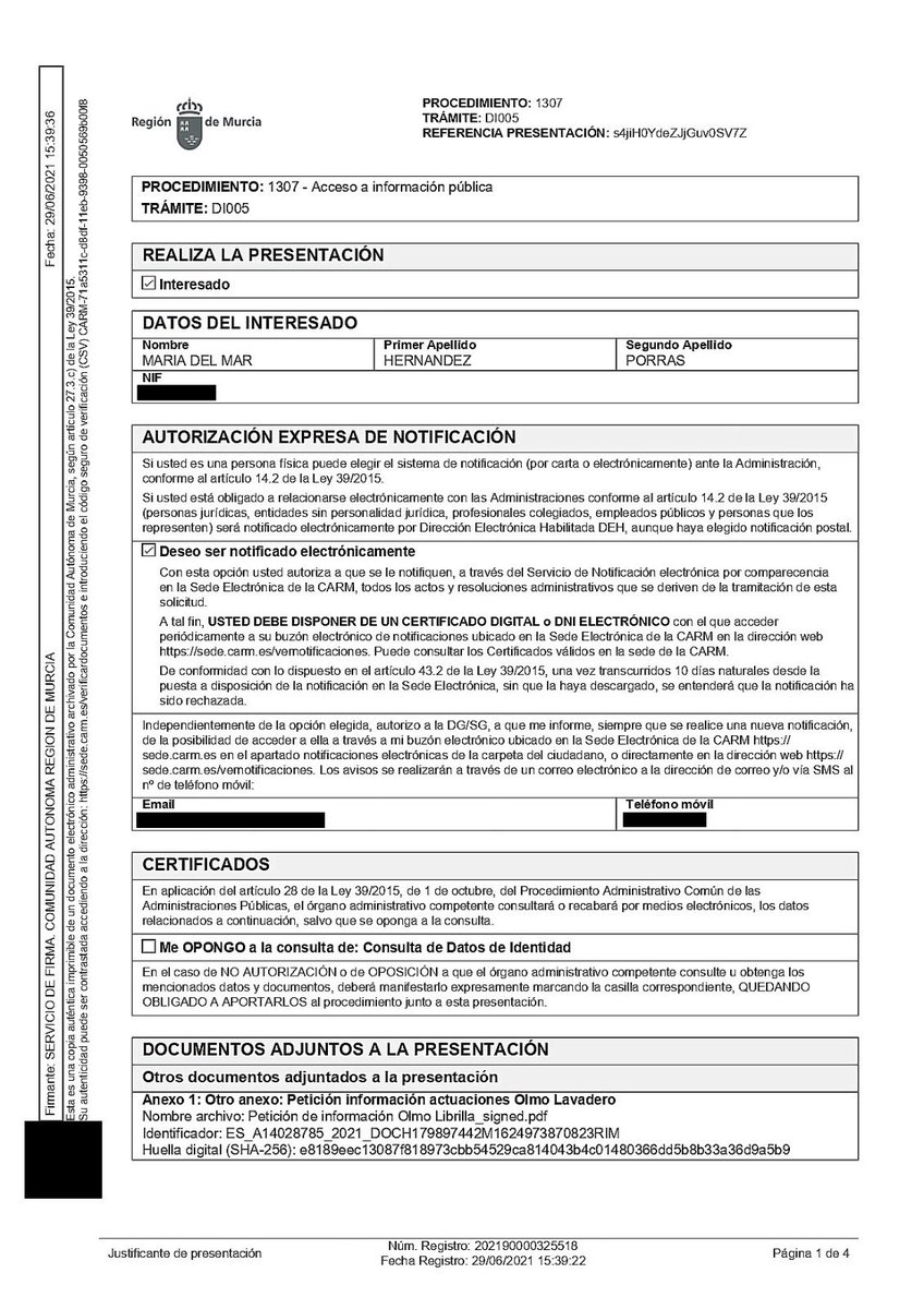 uprlibrilla's tweet photo. Registrada ante la @RM_Agua la petición de información y documentación sobre la vigilancia y cuidado recibido por el #Olmo del #Lavador de #Librilla. Merecemos conocer qué trato se le ha dado a uno de los símbolos de nuestro pueblo. https://t.co/vdW1aHTosH